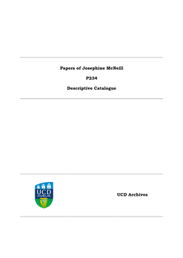 Papers of Josephine Mcneill P234 Descriptive Catalogue UCD Archives