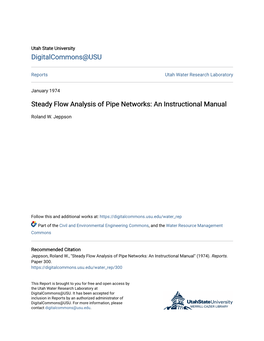 Steady Flow Analysis of Pipe Networks: an Instructional Manual
