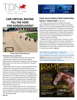 Can Virtual Racing Fill the Void for Horseplayers?