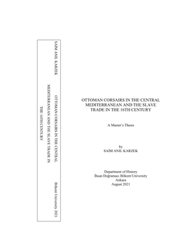 Ottoman Corsairs in the Central Mediterranean and the Slave Trade in the 16Th Century