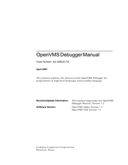 Openvms Debugger Manual