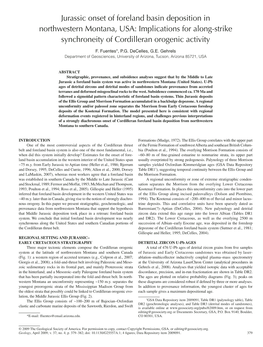 Jurassic Onset of Foreland Basin Deposition in Northwestern Montana, USA: Implications for Along-Strike Synchroneity of Cordilleran Orogenic Activity