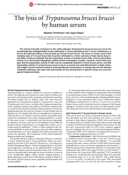 The Lysis of Trypanosoma Brucei Brucei by Hun1an Serun1