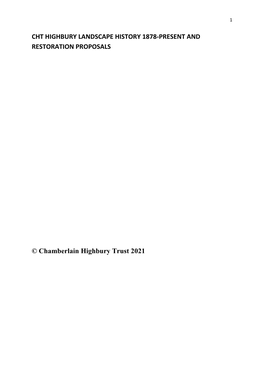 Cht Highbury Landscape History 1878-Present and Restoration Proposals