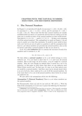 Chapter Four: the Natural Numbers, Induction, and Recursive Definition