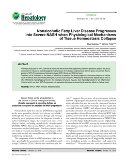 Nonalcoholic Fatty Liver Disease Progresses Into Severe NASH When Physiological Mechanisms of Tissue Homeostasis Collapse