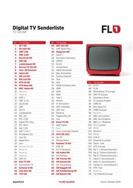 Digital TV Senderliste TV-Sender