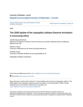 The 2008 Update of the Aspergillus Nidulans Genome Annotation: a Community Effort