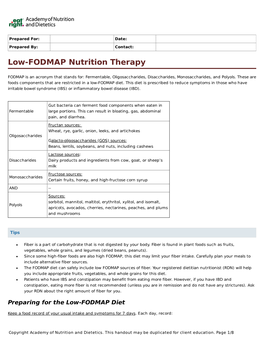 Low-FODMAP Nutrition Therapy