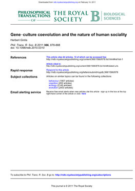 Culture Coevolution and the Nature of Human Sociality − Gene