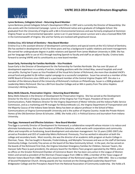 VAFRE 2013-2014 Board of Directors Biographies