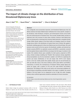 The Impact of Climate Change on the Distribution of Two Threatened Dipterocarp Trees