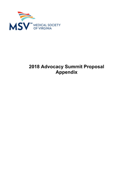 2018 Advocacy Summit Proposal Appendix