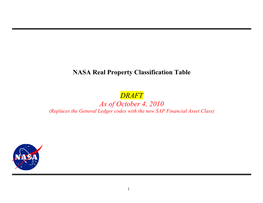 The NASA Real Property Classification System (RPCS) Is A