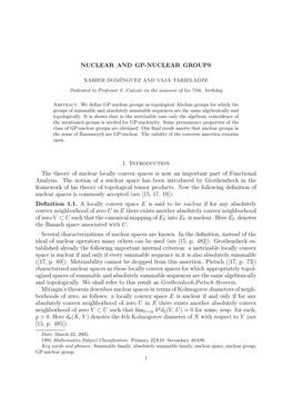 NUCLEAR and GP-NUCLEAR GROUPS 1. Introduction the Theory