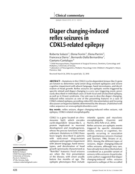 Diaper Changing-Induced Reflex Seizures in CDKL5-Related Epilepsy