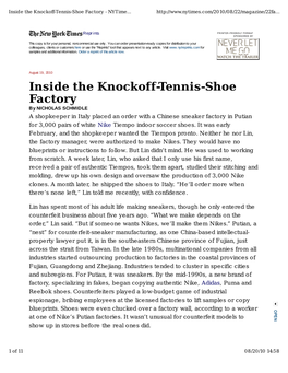 Inside the Knockoff-Tennis-Shoe Factory - Nytime