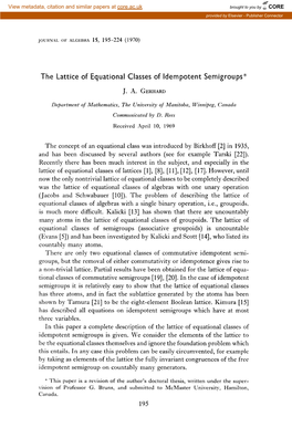 The Lattice of Equational Classes of Ldempotent Semigroups*