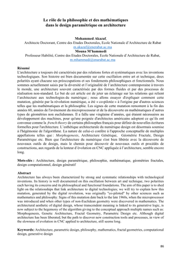 L'articulation De L'architecture Et Les Téchnologies Du Numériques