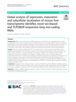 Global Analysis of Expression, Maturation and Subcellular Localization of Mouse Liver Transcriptome Identifies Novel Sex-Biased