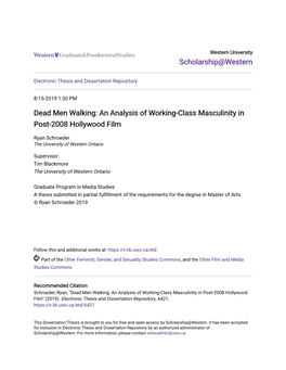 An Analysis of Working-Class Masculinity in Post-2008 Hollywood Film