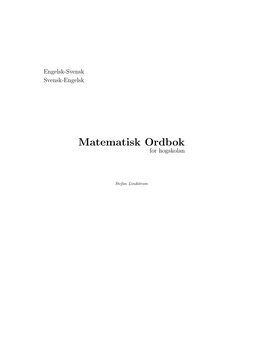 Matematisk Ordbok För Högskolan