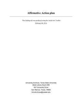 Affirmative Action Plan