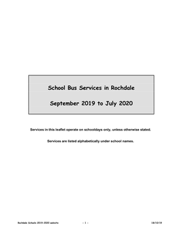 School Bus Services in Rochdale September 2019 to July 2020