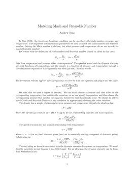 Matching Mach and Reynolds Number