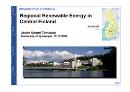 Regional Renewable Energy in Central Finland Jyväskylä