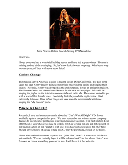 Juice Newton Online Fanclub Spring 1999 Newsletter