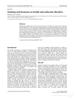 Smoking and Hormones in Health and Endocrine Disorders