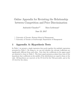 Online Appendix for Revisiting the Relationship Between Competition and Price Discrimination