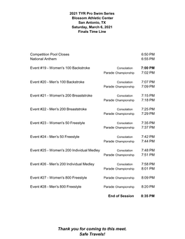 Saturday Finals Heat Sheet