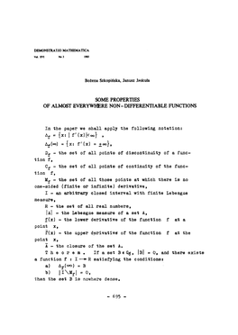 Some Properties of Almost Everywhere Non - Differentiable Functions