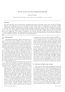 Scalar Mesons and the Fragmented Glueball