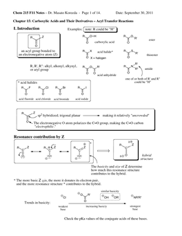 Chem 215 F11 Notes – Dr. Masato Koreeda - Page 1 of 14