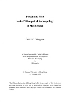 Person and Man in the Philosophical Anthropology of Max Scheler