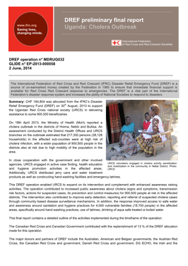 DREF Preliminary Final Report Uganda: Cholera Outbreak