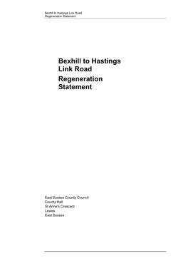 Bexhill to Hastings Link Road Regeneration Statement