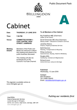 (Public Pack)Agenda Document for Cabinet, 21/06/2018 19:00