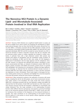 The Norovirus NS3 Protein Is a Dynamic Lipid- and Microtubule-Associated Protein Involved in Viral RNA Replication