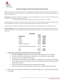 Parking at the Rogers Centre & Toronto Marriott City Centre Hotel