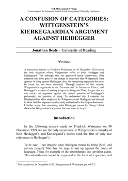 Wittgenstein's Kierkegaardian Argument Against Heidegger