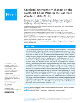 Cropland Heterogeneity Changes on the Northeast China Plain in the Last Three Decades (1980S–2010S)