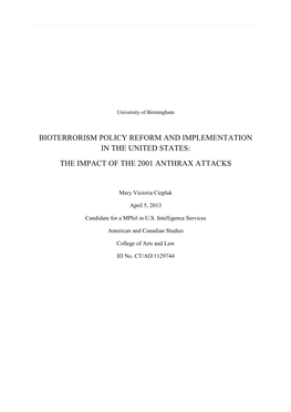 The Impact of the 2001 Anthrax Attacks