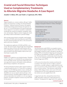 Cranial and Fascial Distortion Techniques Used As Complementary Treatments to Alleviate Migraine Headache: a Case Report