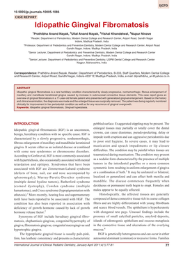 Idiopathic Gingival Fibromatosis Idiopathic Gingival Fibromatosis