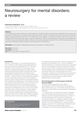 Neurosurgery for Mental Disorders: a Review