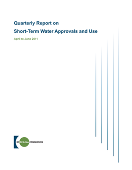 Quarterly Report on Short-Term Water Approvals and Use